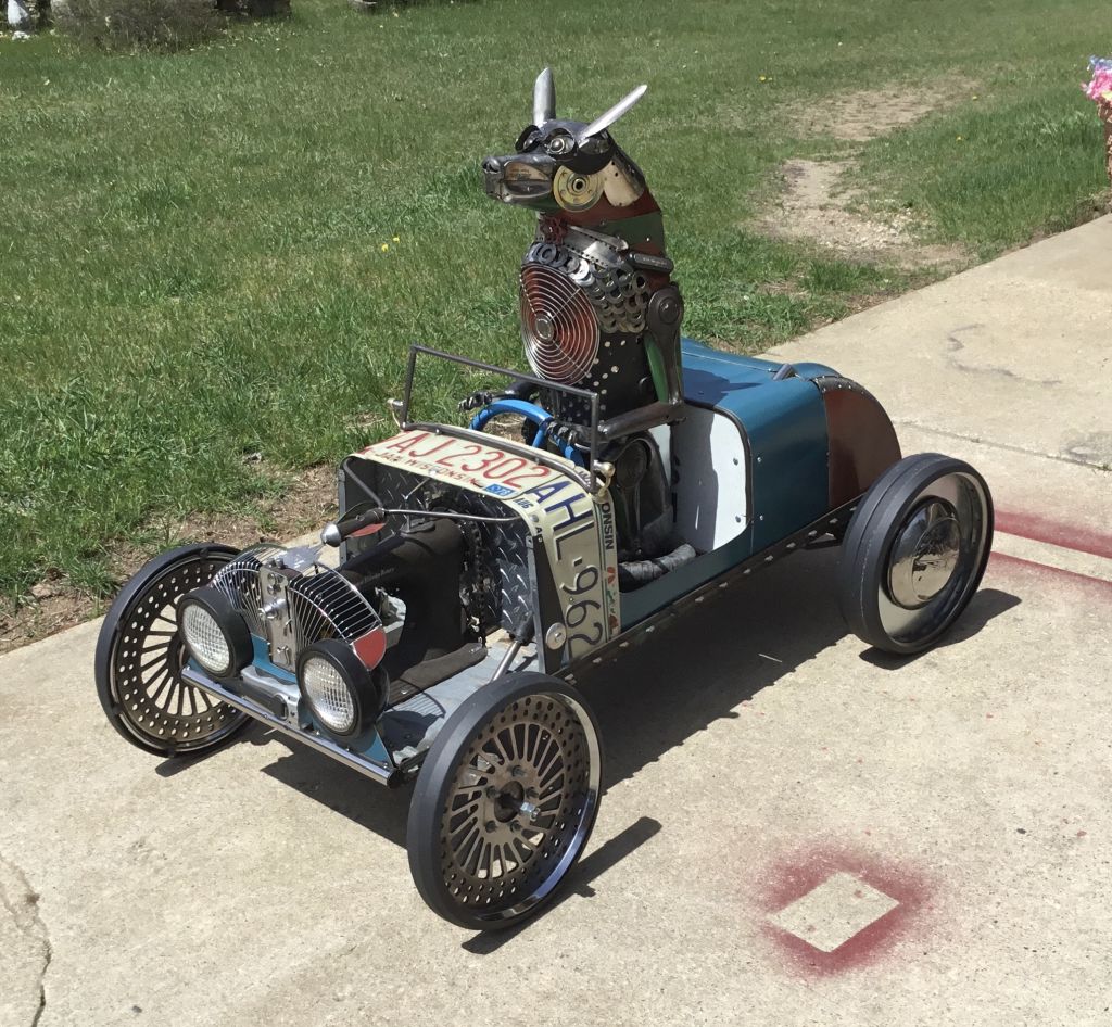 Dog driving car