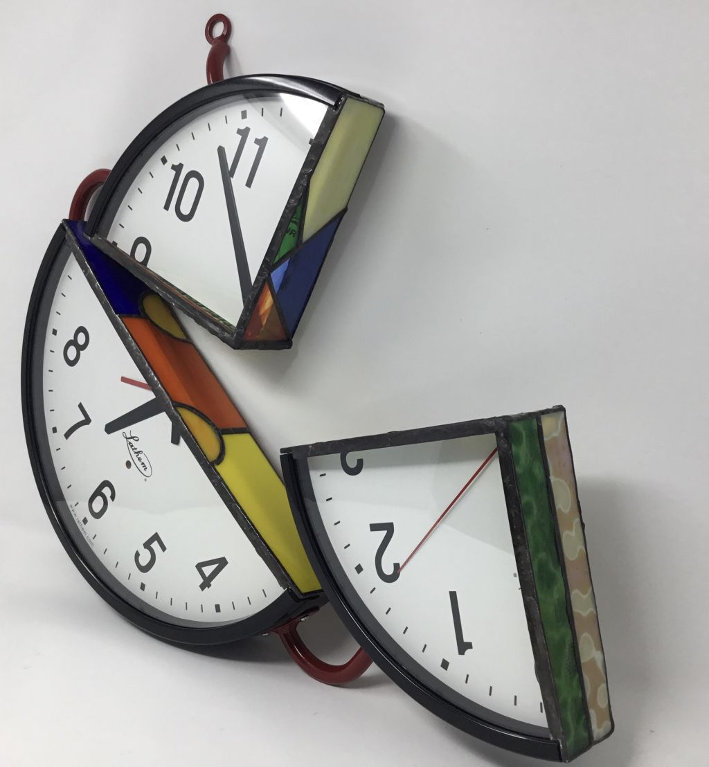 Wall clock with stained glass